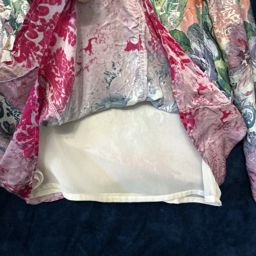 Sundance Womens Silk Top Size S Peasant Artsy‎ Print Floral Luxury Maximalist